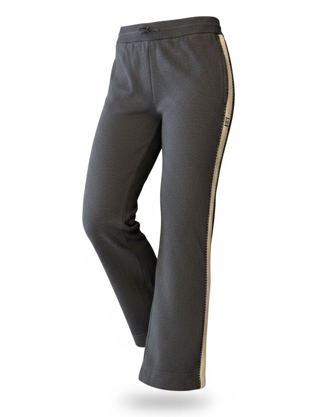 Escada Charcoal Track Pants w/ Side Stripe Cotton Silk Cashmere EU 40/ US 8